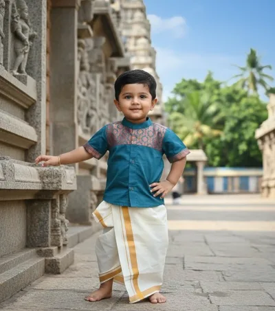 Teal Kurta Shirt & Vesti Set